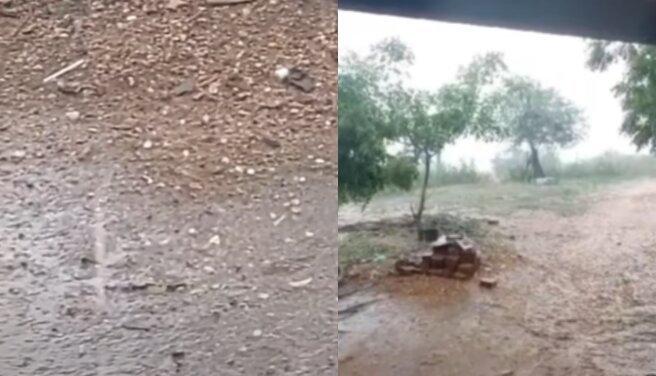 Agricultor registra chuva de granizo no Sertão paraibano